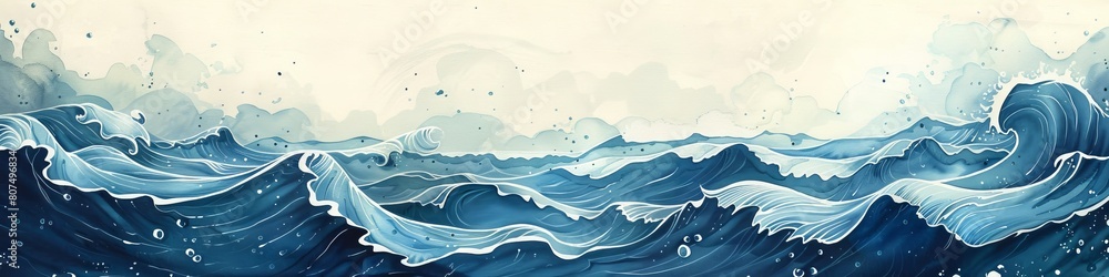 Fototapeta premium Splashing blue water waves.