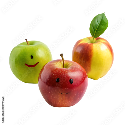 3d Fruits Apple rendering front view