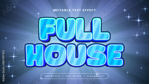 Blue and white full house 3d editable text effect - font style