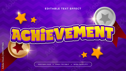 Orange red and purple violet achievement 3d editable text effect - font style