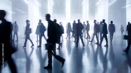 Business background with many businessmen in suits walking in a modern, Ai Generated