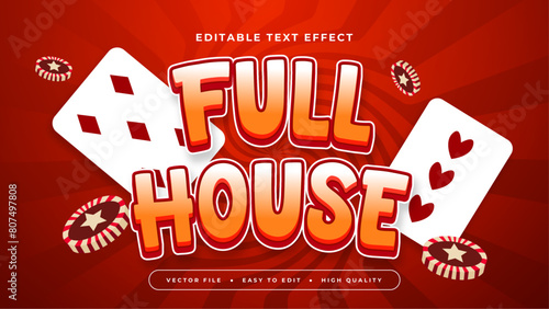 Red orange and white full house 3d editable text effect - font style