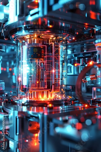 Quantum Computer Processing Data in a High-tech 3D Laboratory: Unlocking the Future of Technology and Science