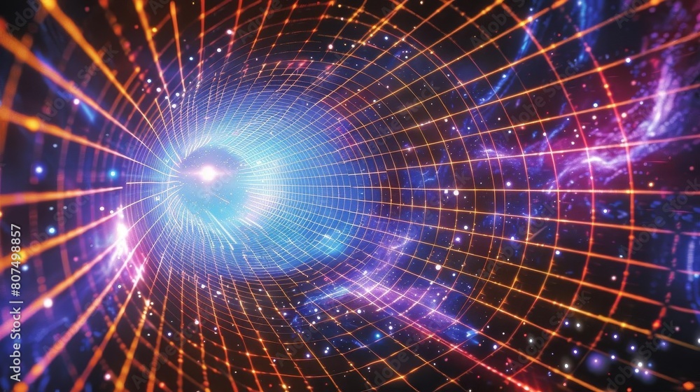 Immersive digital grid creating a portal or gateway effect Immersive digital grid creating a portal or gateway effect