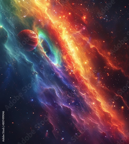 A rainbow nebula creating a new galaxy. 