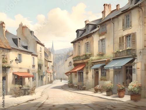 French Landscape Vintage Painting Illustration Art