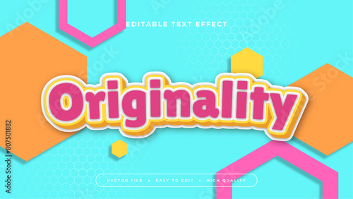 Blue orange and pink originality 3d editable text effect - font style