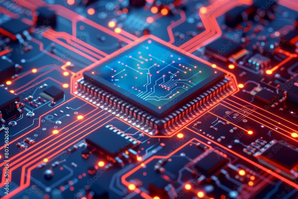 CPU processor microchip circuit board illustration created with generative ai CPU processor microchip circuit board illustration created with generative ai