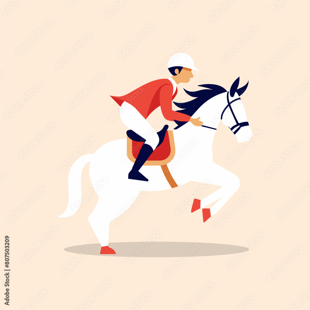 Cartoon illustration of Equestrian male athlete. Olympic Paralympic Athlete Equestrian.