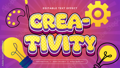 Purple violet blue and yellow creativity 3d editable text effect - font style