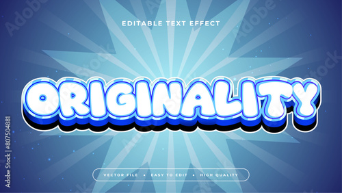 Blue and white originality 3d editable text effect - font style