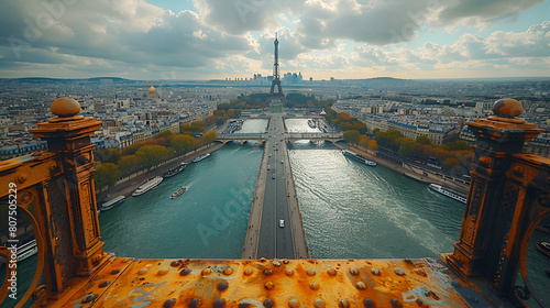 view of the city,
The Eiffel Tower in Paris Capital of France. Mon 




 photo