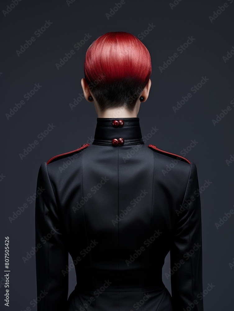 Dramatic hairstyle with bold red and black colors Dramatic hairstyle with bold red and black colors