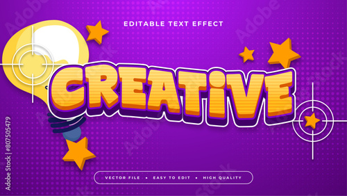 Orange yellow and purple violet creative 3d editable text effect - font style