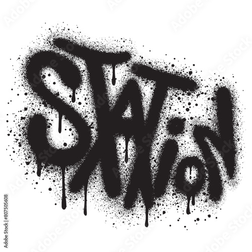 Graffiti station Word Sprayed isolated with a white background.