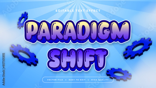 Blue yellow and purple violet paradigm shift 3d editable text effect - font style