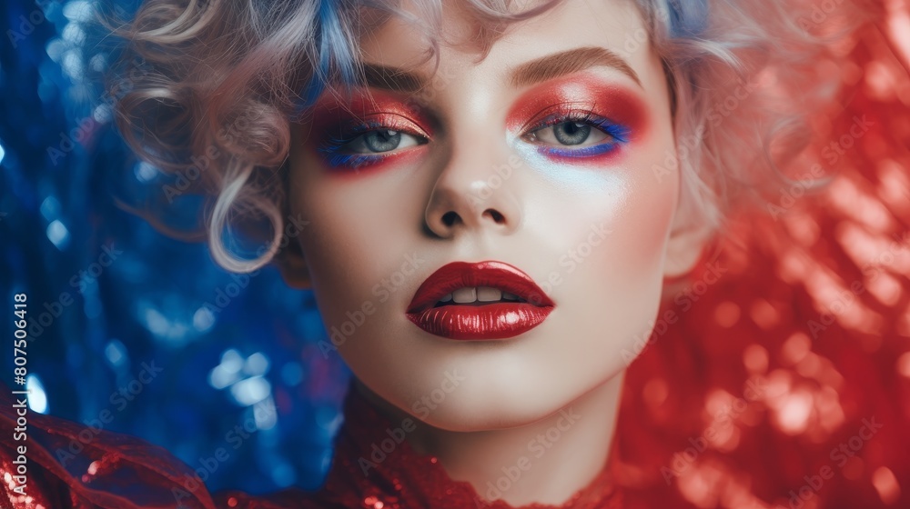 Glamorous woman with vibrant makeup and curly hair Glamorous woman with vibrant makeup and curly hair