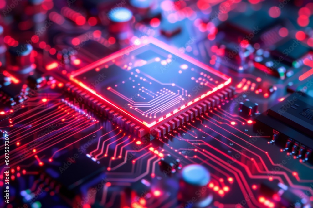 CPU processor microchip circuit board illustration created with generative ai CPU processor microchip circuit board illustration created with generative ai