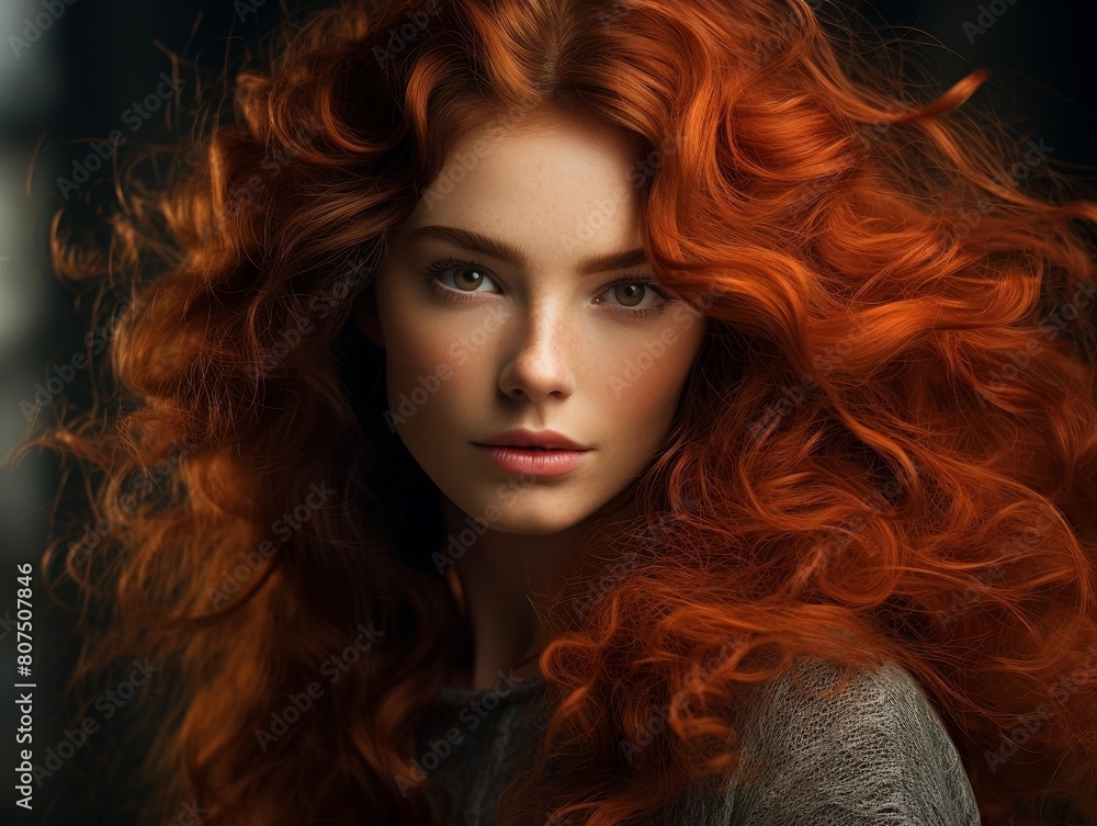 Captivating redhead with striking green eyes