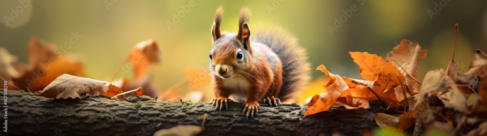 Curious Squirrel in Autumn Leaves Curious Squirrel in Autumn Leaves