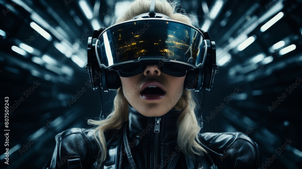 woman experiencing virtual reality woman experiencing virtual reality