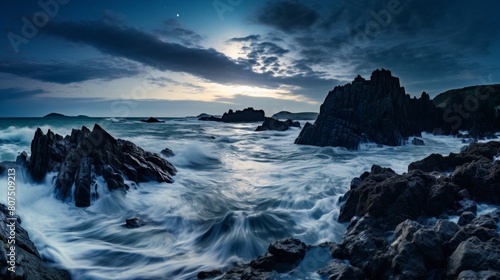 Wallpaper Mural dramatic seascape with rocky cliffs at sunset Torontodigital.ca