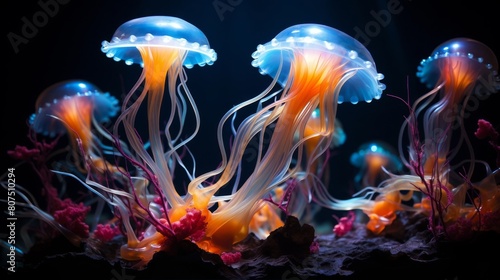 Vibrant jellyfish underwater scene