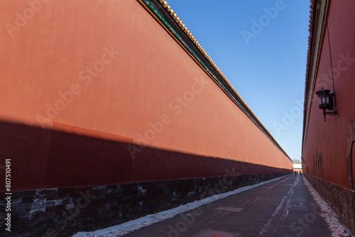 red wall of Forbiden city in Beijing photo