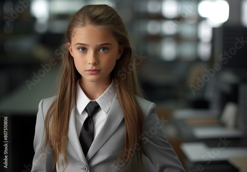 Serious young woman in business attire