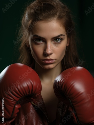 Fierce female boxer with intense gaze © Balaraw