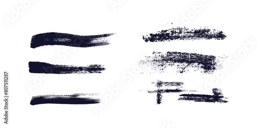Collection of grunge paint traces and splashes or blobs featuring paint brush