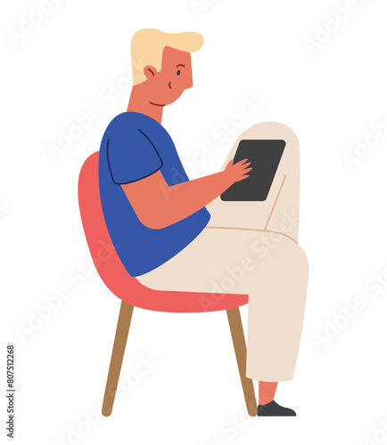 man reading ebook