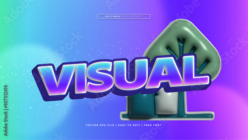 Blue green and purple violet visual 3d editable text effect - font style
