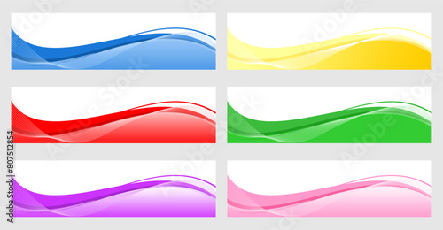 Abstract smooth color wave vector. Curve flow wave background vector set illustration. © soleh