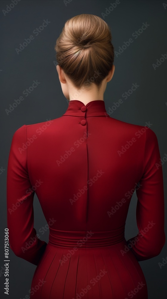 woman in red dress with elegant hairstyle woman in red dress with elegant hairstyle
