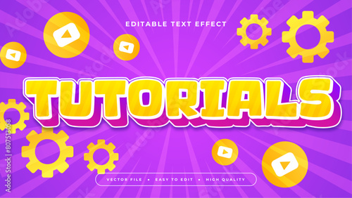 Purple violet white and orange tutorials 3d editable text effect - font style