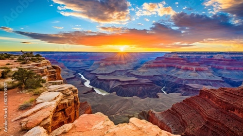 Stunning sunset over the grand canyon national park
