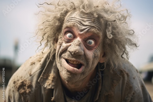 Frightening troll-like creature with wild hair and bulging eyes © Balaraw