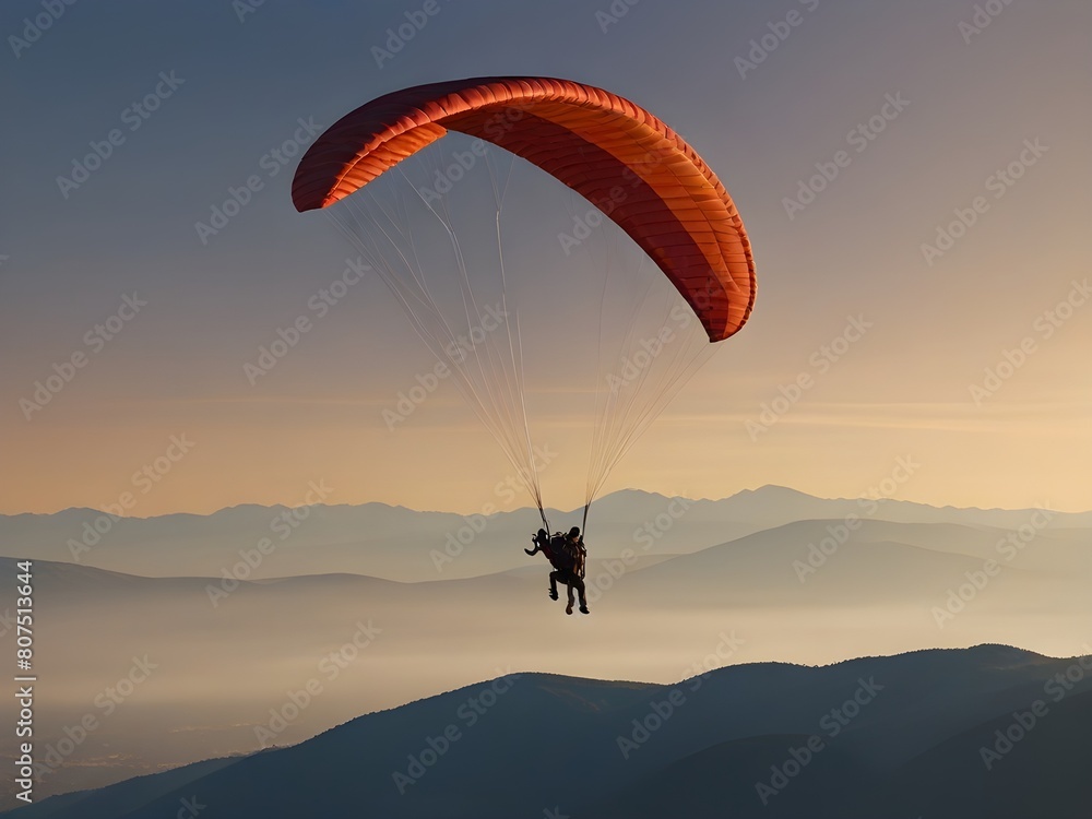 view of glider at sunset. the thrill and wonder of an adventurous journey. generative ai