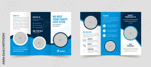 Charity trifold business template with kids' book donation brochure cover and creative design