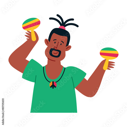 reggae man holding maracas