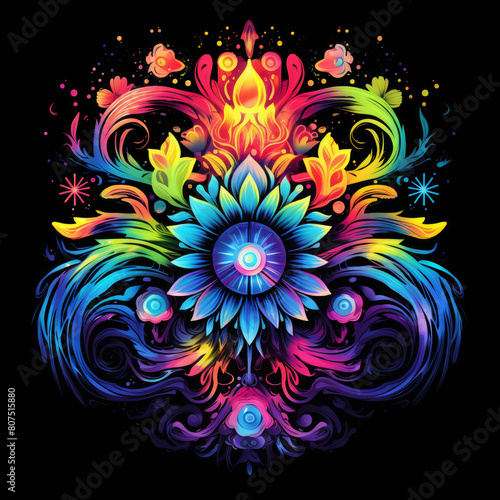  Vibrant Cosmic Bloom  Abstract Floral Art