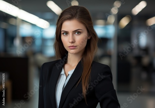 Confident businesswoman in black suit
