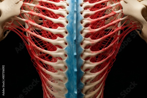 Detailed view of the human rib cage and vascular system photo
