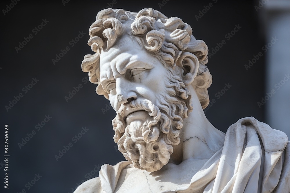 Detailed sculpture of a pensive male figure Detailed sculpture of a pensive male figure