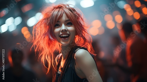 Vibrant and energetic woman with bright orange hair