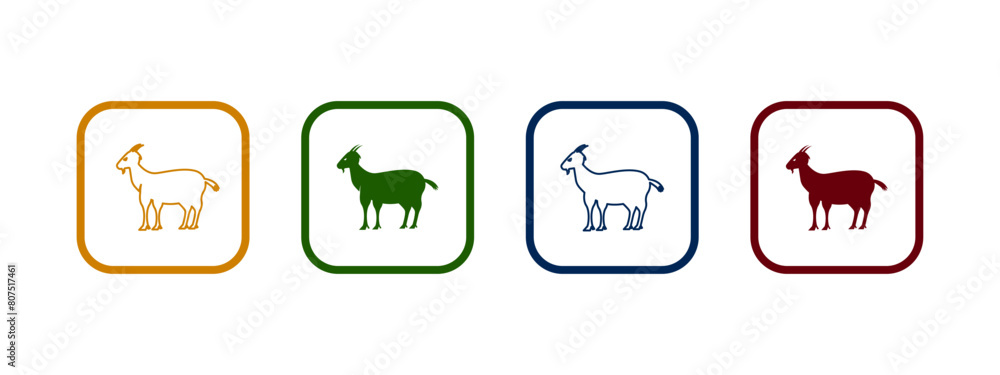 goat icon vector illustration. goat icon in different color design. goat icon vector illustration. goat icon in different color design.