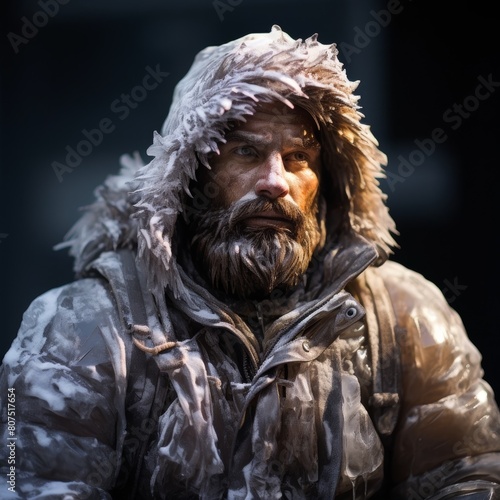 Rugged explorer in winter gear