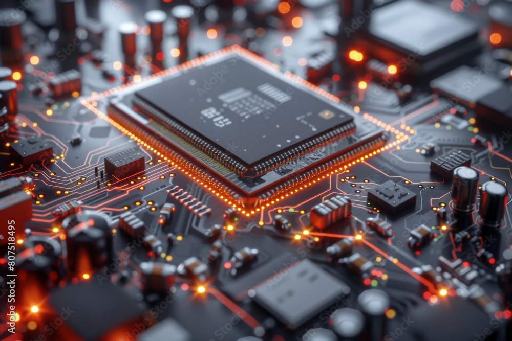 CPU processor microchip circuit board illustration created with generative ai CPU processor microchip circuit board illustration created with generative ai