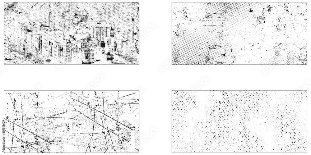 Fototapeta premium Collection of 4 grunge wall. Paint grunge texture bundle